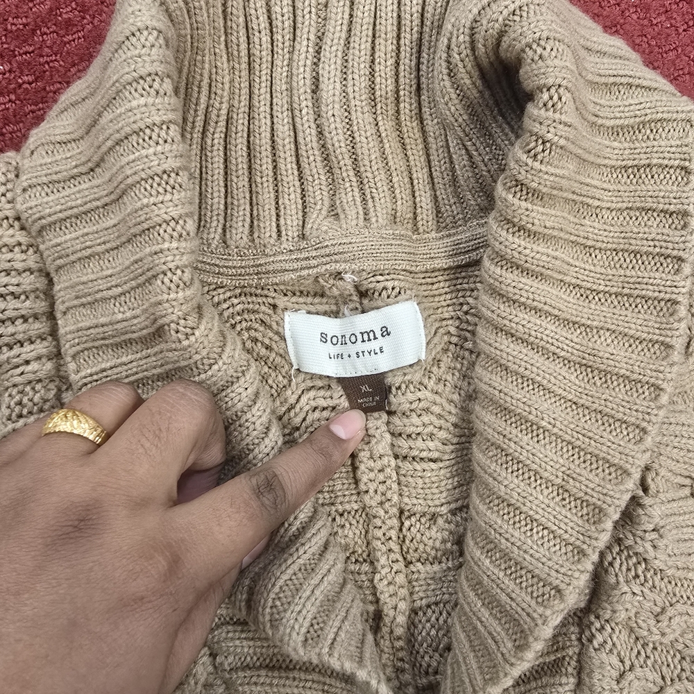Sonoma Life+Style Junior's Tan Cardigan Sweater Size XL - Picture 7 of 8